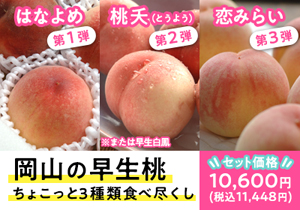 岡山の早生桃ちょこっと3種類食べ比べ